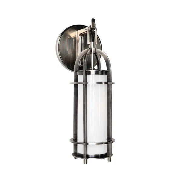 The Portland bath bracket delivers traditional elegance with its Historic Nickel finish and opal glass shade. Compact at 5.5" wide, it provides focused task lighting ideal for vanity areas while adding vintage charm to bathroom spaces.