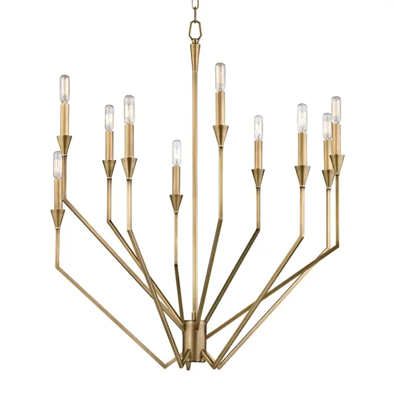 Archie 10-Light Chandelier in Aged Brass