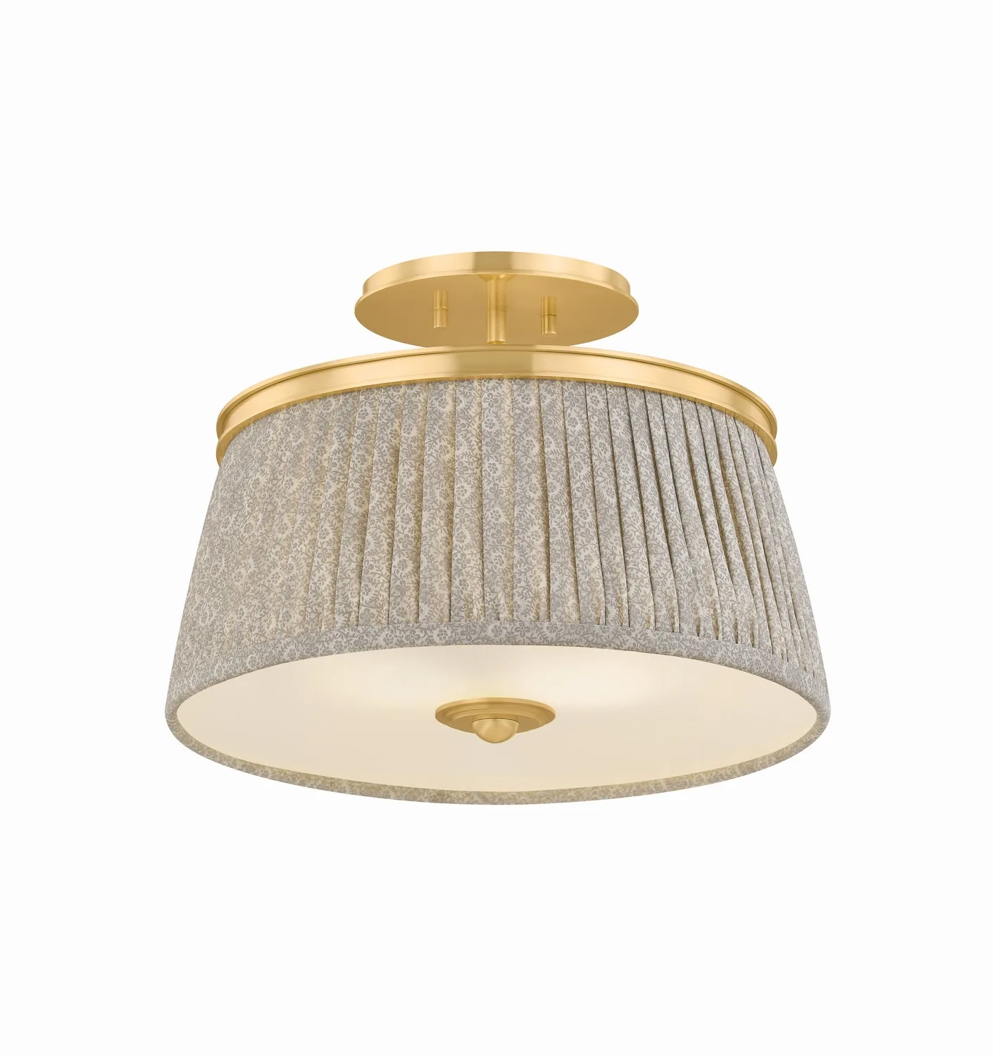 Valeria Two Light Semi Flush Mount in Aged Brass
