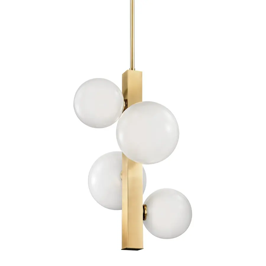 Hinsdale 4-Light LED Pendant in Aged Brass - Image 1