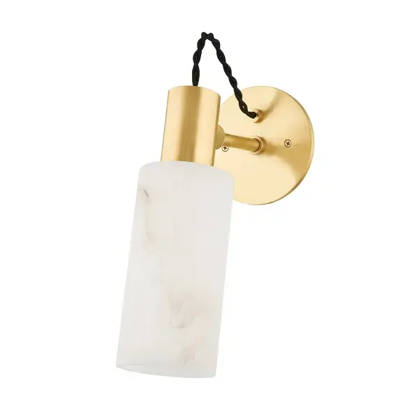 The Malba sconce combines streamlined modern design with luxurious details—braided cord, knurled accents, and natural alabaster create subtle sophistication. Perfect for adding warm, ambient lighting to hallways, bathrooms, and living spaces.