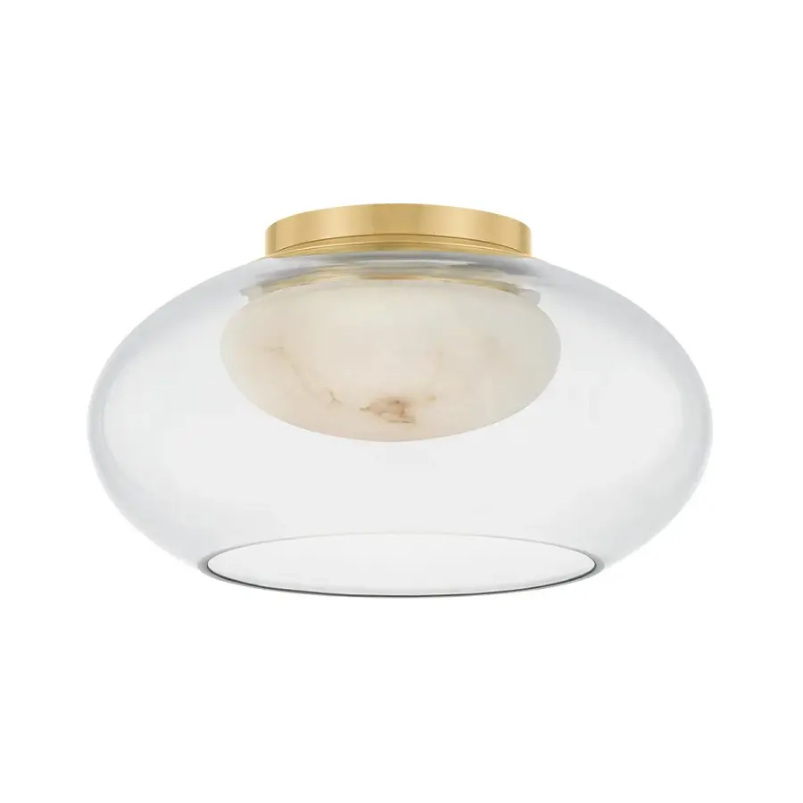Moore 12" LED Flush Mount in Aged Brass