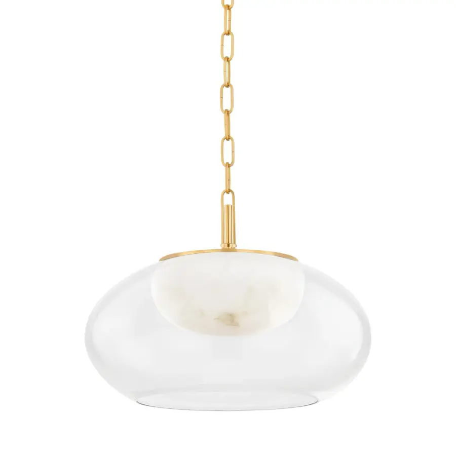 Moore 17" LED Pendant in Aged Brass - Image 1