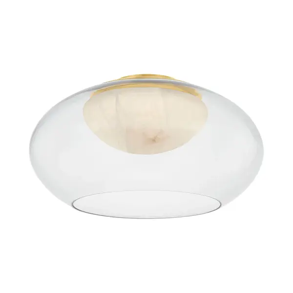 Moore delivers sophisticated simplicity with its innovative double-layer glass design. The clear outer shade reveals alabaster within, creating warm, diffused light that elevates any space. Aged brass metalwork adds timeless luxury.