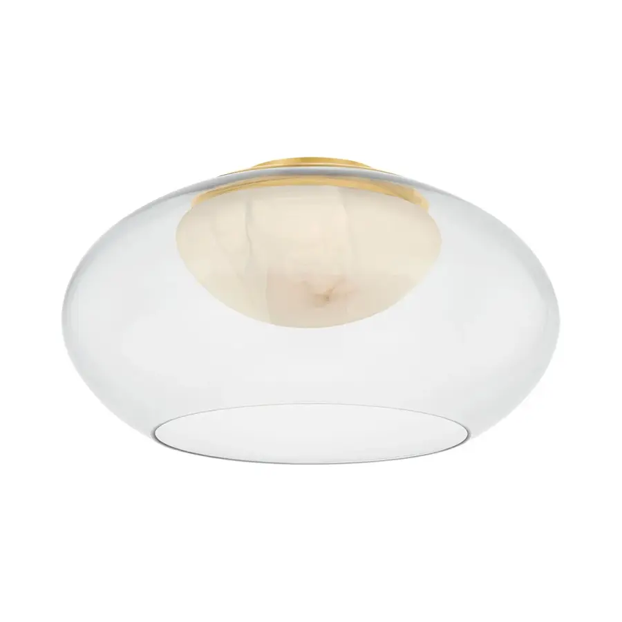 Moore 17" LED Flush Mount in Aged Brass