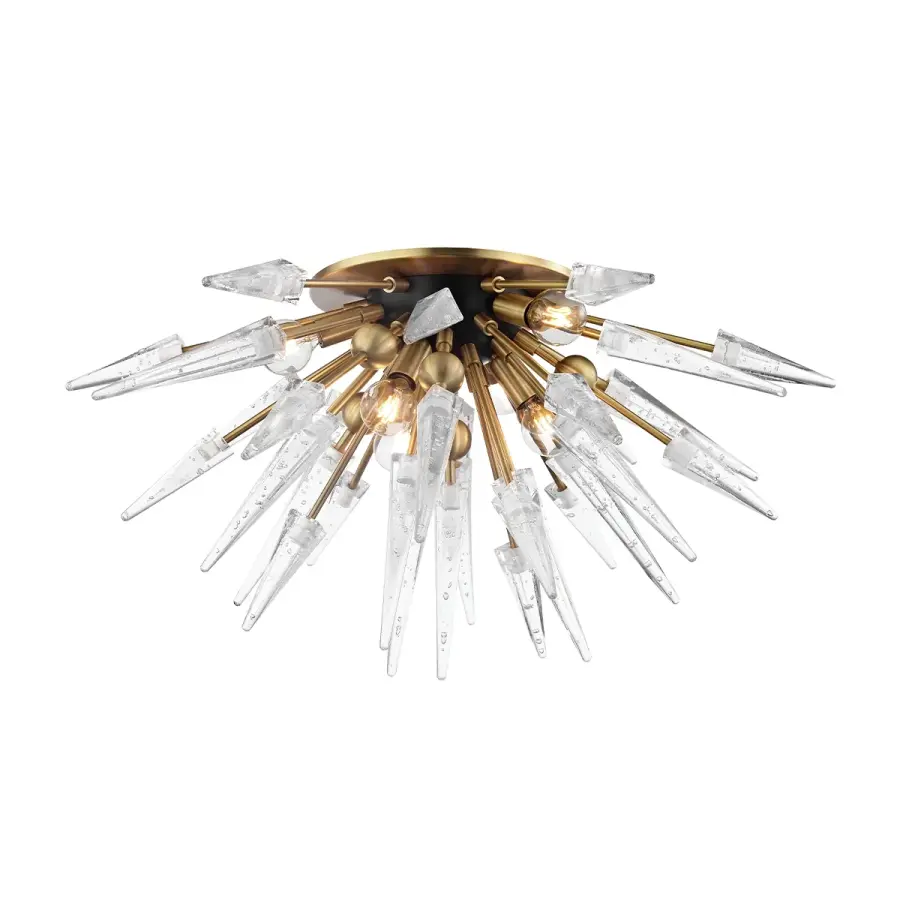 Sparta 6-Light Semi-Flush Mount in Aged Brass