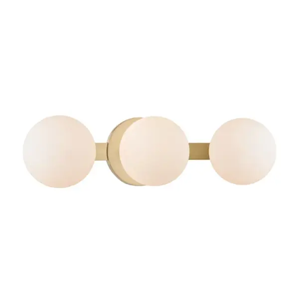 The Baird bath bracket combines clean Scandinavian design with premium finishes and integrated LED technology. Oversized glass orbs framed by circular metal backplates create a modern, graphic look perfect for contemporary bathrooms.