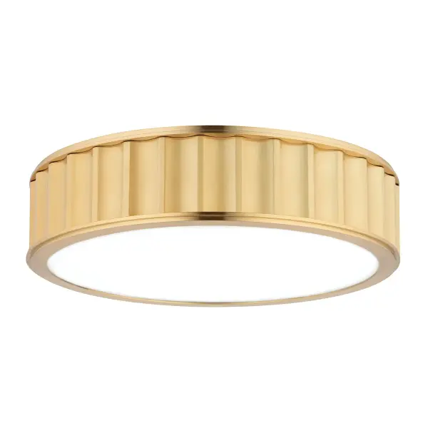 The Middlebury offers timeless appeal with its aged brass finish and opal glass shades. At just 3.75 inches in height, it's ideal for rooms with lower ceilings while providing ample illumination through three bulbs.