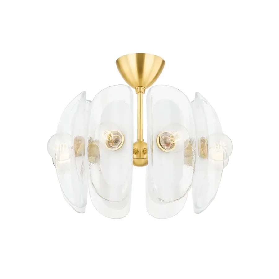 Hilo 8-Light Semi Flush Mount in Aged Brass - Image 1