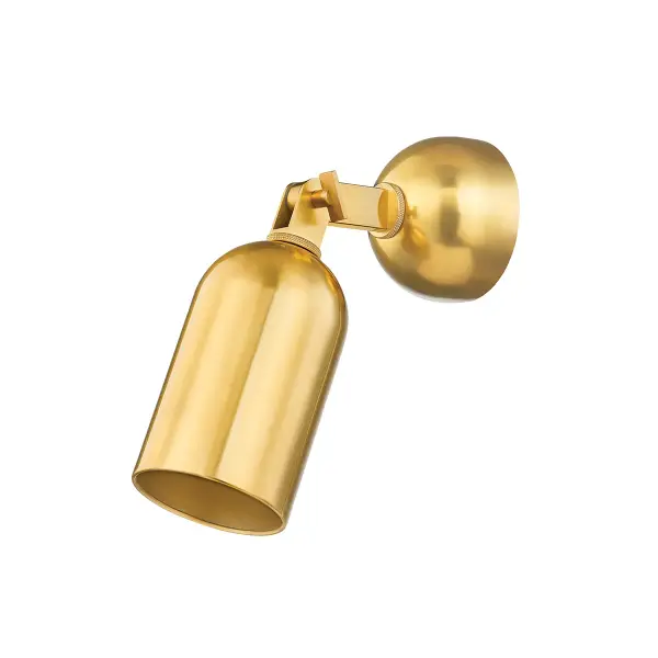 The Sturbridge wall sconce combines timeless bell-shaped design with modern LED efficiency. Its adjustable arm and warm Aged Brass finish make it ideal for task lighting in traditional or transitional spaces.