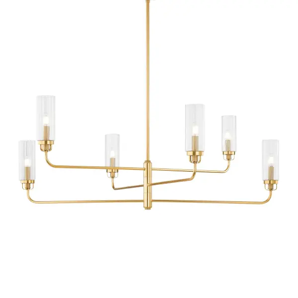 Halifax 6-Light Linear Chandelier in Aged Brass - Image 1