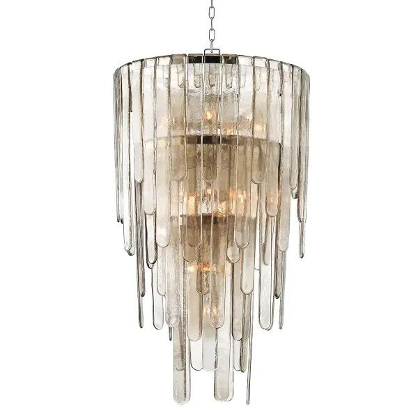 The Fenwater makes a dramatic impact with 16 candelabra lights arranged in a substantial 25.75-inch frame. Its polished nickel finish brings refined elegance to large dining rooms and grand foyers.