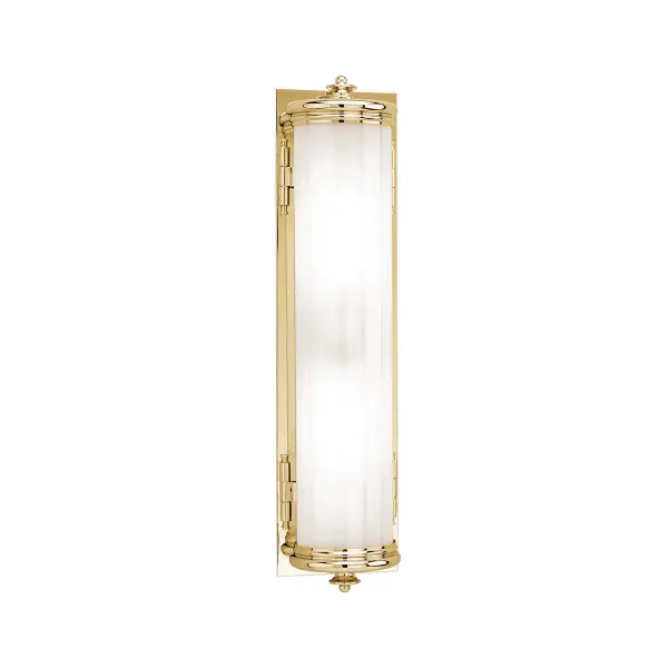 The Bristol bath bracket combines traditional elegance with modern functionality. Its aged brass finish and clear etched glass shades provide warm, diffused lighting perfect for vanity applications. The 20-inch vertical design works beautifully flanking mirrors.