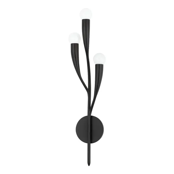 The Labra wall sconce brings organic elegance to any space with its slender branches inspired by underwater botanical forms. Three small glass globe shades create a delicate, artistic statement perfect for modern coastal or contemporary interiors.