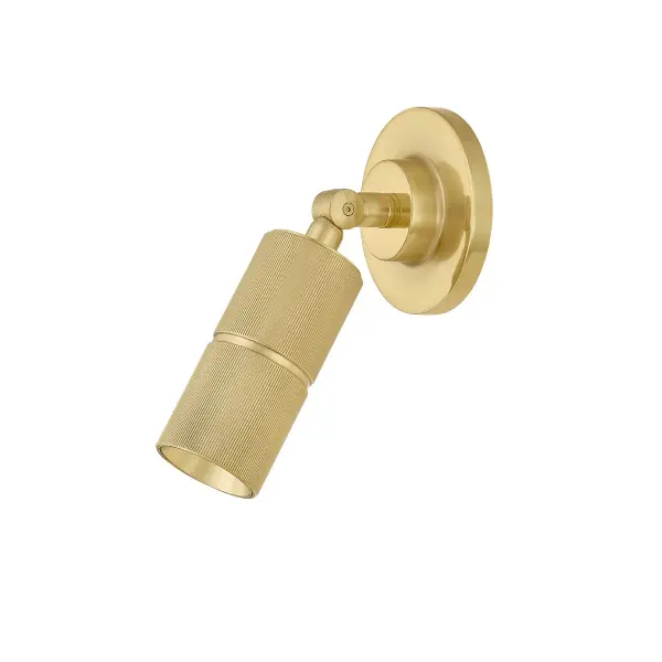 The Truett wall sconce combines functional directional lighting with sophisticated design elements including knurled details and a mechanical hinge. Its compact 2-inch cylinder delivers powerful LED illumination while maintaining a discreet profile perfect for modern interiors.