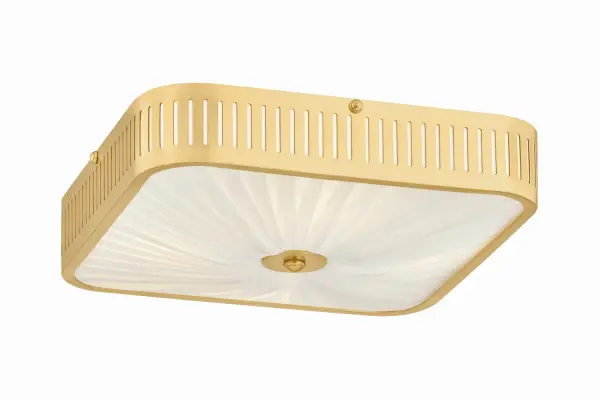 Henri brings architectural sophistication to compact spaces with its perforated brass frame and pleated silk shade. The shallow profile makes it ideal for rooms with lower ceilings while maintaining visual impact through thoughtful texture and warm illumination.