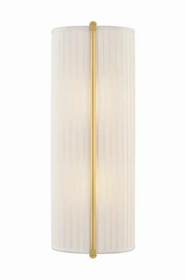 Cornell delivers refined sophistication with its hand-pleated silk shade framed by slender brass rods. The compact 6.5-inch width makes it perfect for flanking mirrors or layering in narrow spaces, while the vintage-inspired Aged Brass finish adds warmth and character.