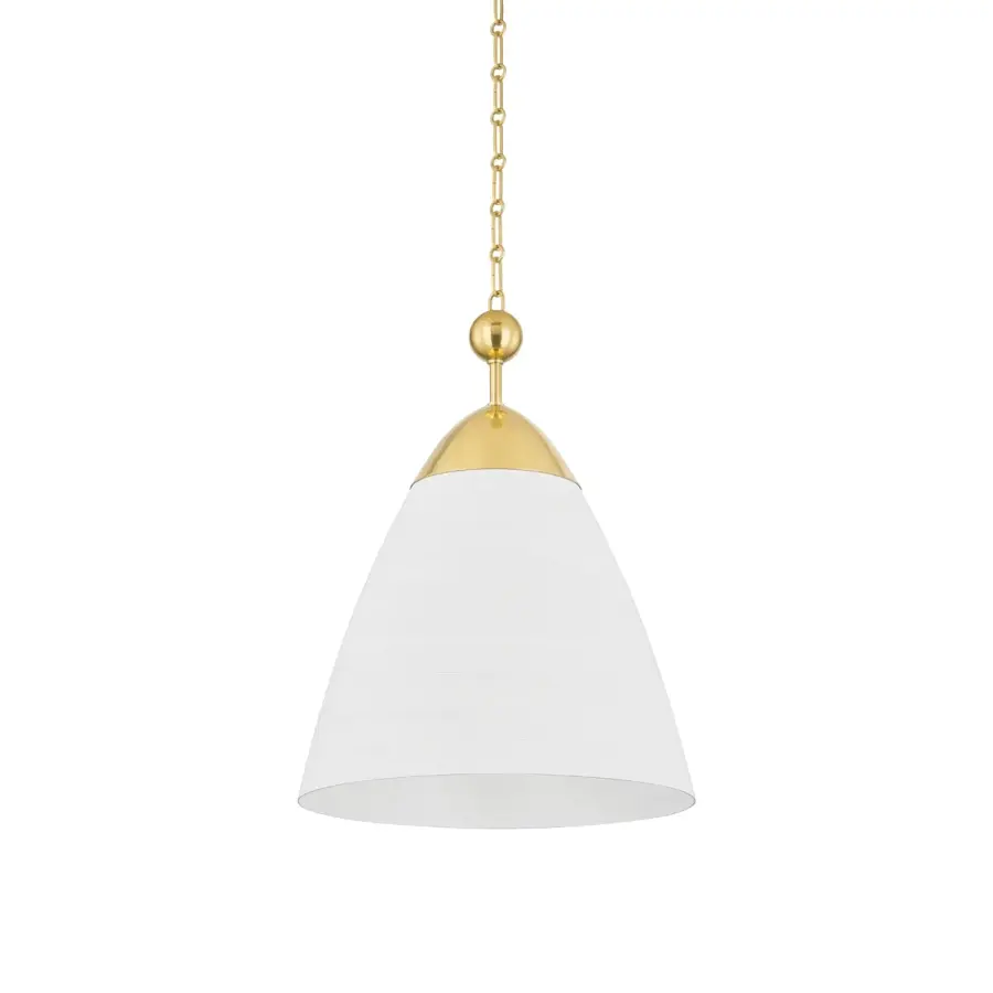 Bako One Light Pendant in Aged Brass with White Plaster - Image 1
