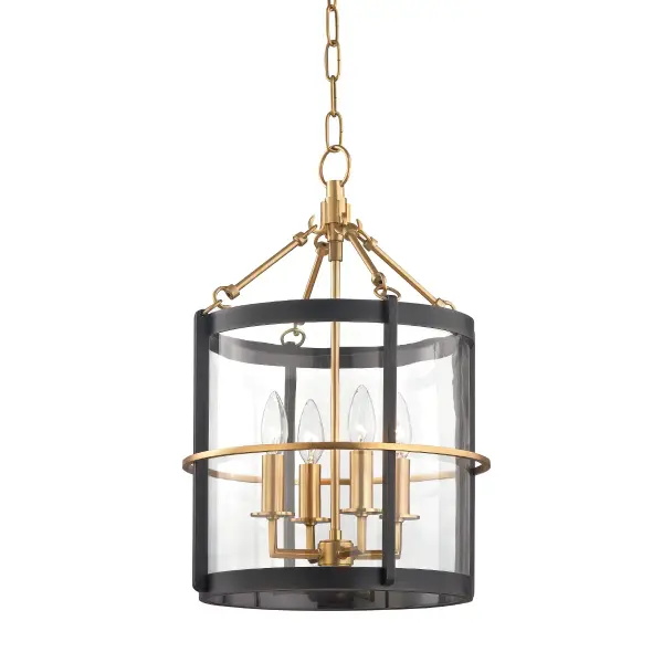 The Ren lantern brings timeless elegance with its aged bronze finish and clear glass panels. Its four-light configuration provides ample illumination while the adjustable chain allows customization for various ceiling heights.