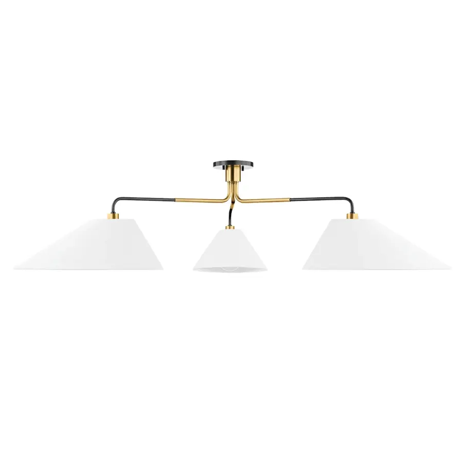 Duo 3-Light Semi-Flush Mount in Aged Old Bronze - Image 1