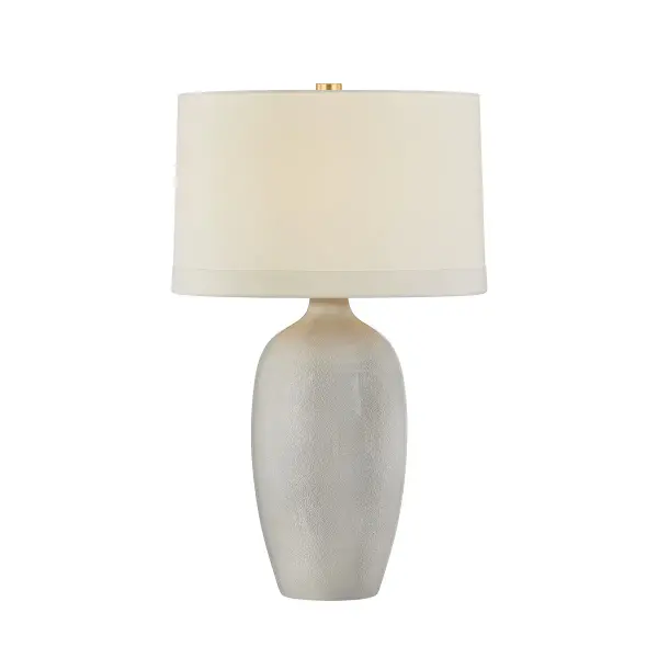 A serene palette and nuanced texture settle gently over the approachable silhouette of the Elk River table lamp. The base is glazed in a Frost Grey Crackle hue that evokes the cool clarity of winter mornings. A white linen drum shade introduces a fashion influence, while Aged Brass hardware completes the design. Due to the one-of-a-kind nature of the medium, exact colors and patterns may vary slightly from the image shown. Collection: Elk River Designer: Hudson Valley Lighting Finish: Aged Brass Glass: White Linen Width: 19.00" Height: 30.75" Weight: 14.33 lb Number of Bulbs: 1 Maximum Wattage: 15.00 W Bulb Type: A19 Bulb Base: E26 Medium Voltage: 120.00 V Material: Ceramic Country of Origin: VN Safety Listing: UL/cUL Safety Rating: Dry Switch: FULL RANGE DIMMER ON SOCKET Manufacturer Warranty: 1 Year Limited Manufacturer Spec Sheet Instructions