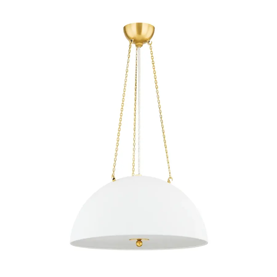 Hudson Valley Lighting Three Light Pendant in Aged Brass with White Plaster - Image 1