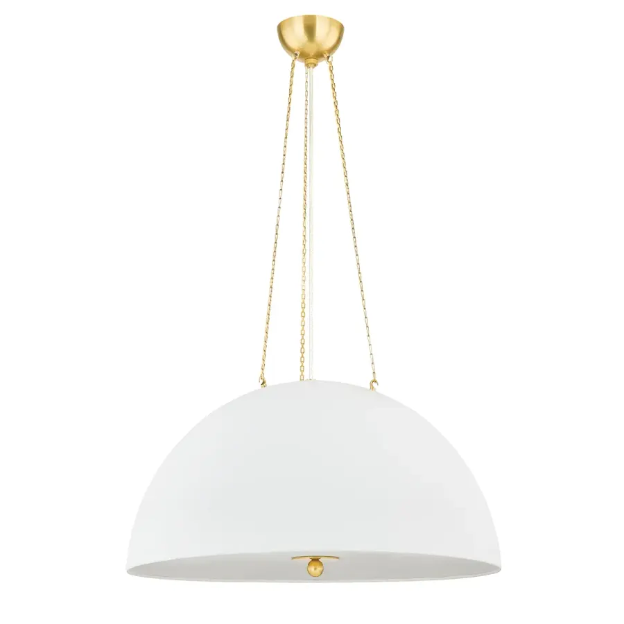 Hudson Valley Lighting Four Light Pendant in Aged Brass with White Plaster - Image 1
