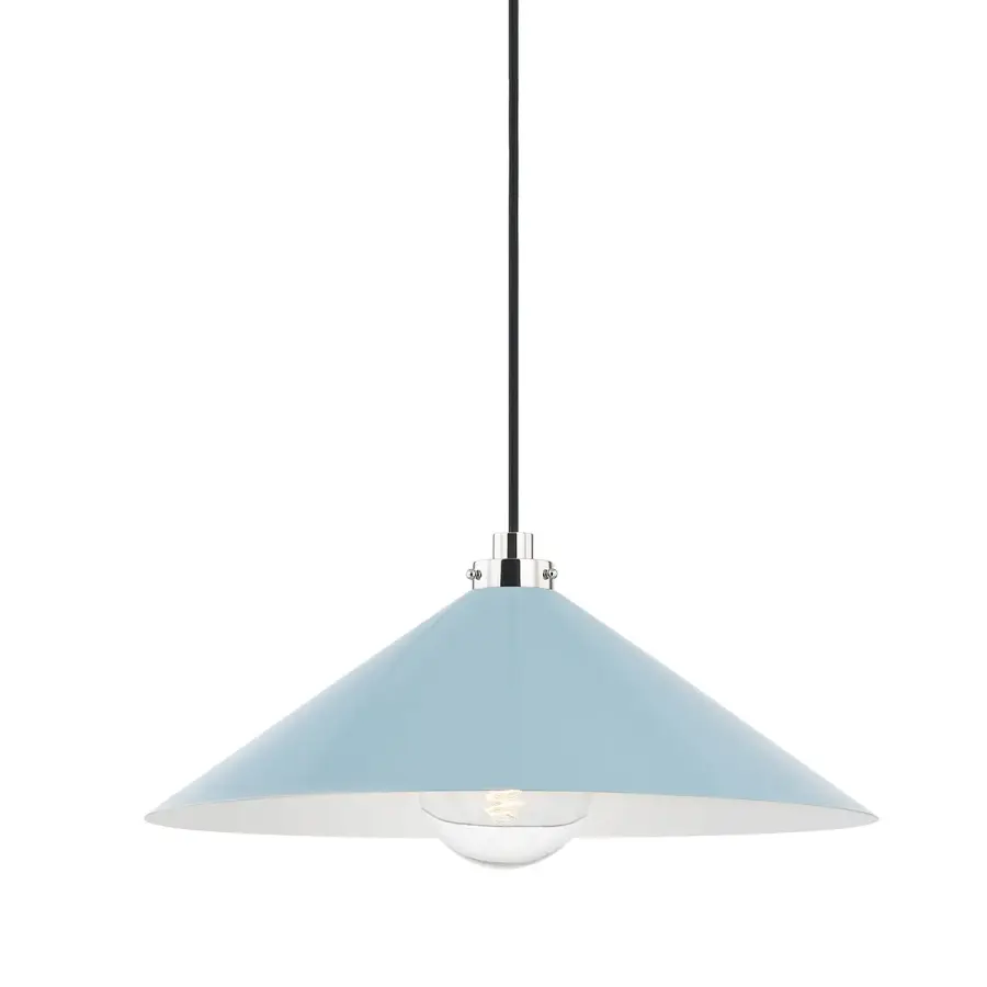 Hudson Valley Lighting One Light Pendant in Polished Nickel with Blue Bird Shade - Image 1