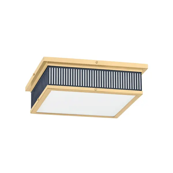 This Hudson Valley LED flush mount combines aged brass and distressed bronze finishes for a refined, transitional aesthetic. The integrated LED technology provides energy-efficient illumination ideal for low-ceiling spaces.