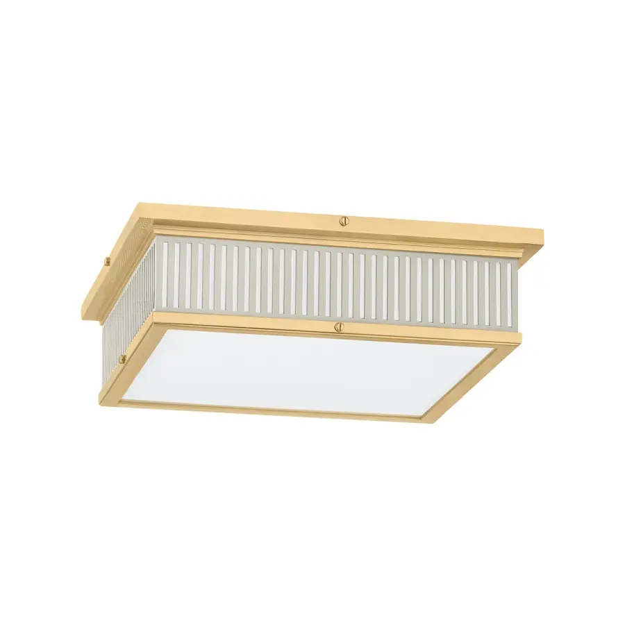 Hudson Valley Lighting LED Flush Mount in Aged Brass with Off-White Shade - Image 1