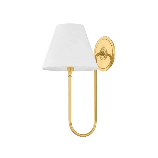 Mark D. Sikes' Hawthorne sconce balances minimal sophistication with timeless appeal. The gracefully curved arm and crisp linen shade create a polished look that works across design styles, while the signature rounded backplate adds a tailored finishing touch.