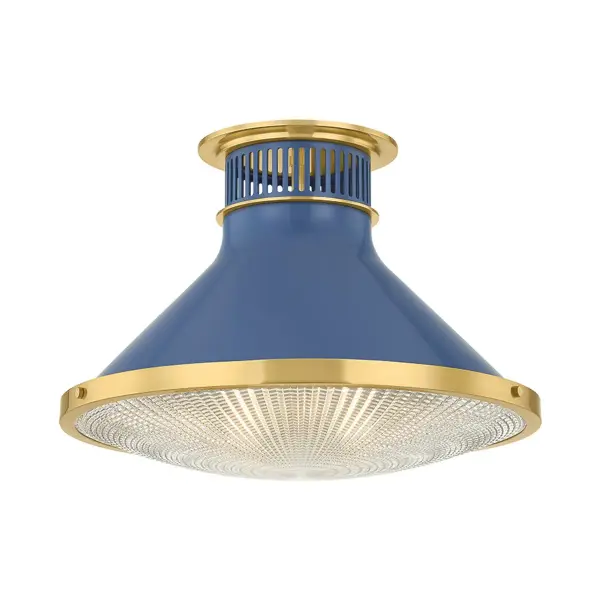 The Highclere flush mount elevates any space with its etched optic glass shade and signature brass screw detailing. The two-tone finish adds visual interest while the bell-shaped silhouette provides beautiful light diffusion.