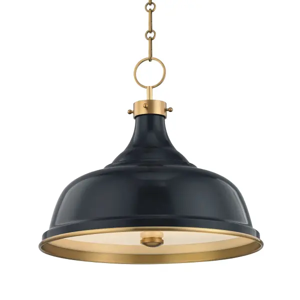 This Hudson Valley three-light pendant combines aged brass with a striking darkest blue finish, creating a contemporary statement piece. The multi-light configuration provides excellent illumination while the distinctive two-tone finish adds visual interest to any space.