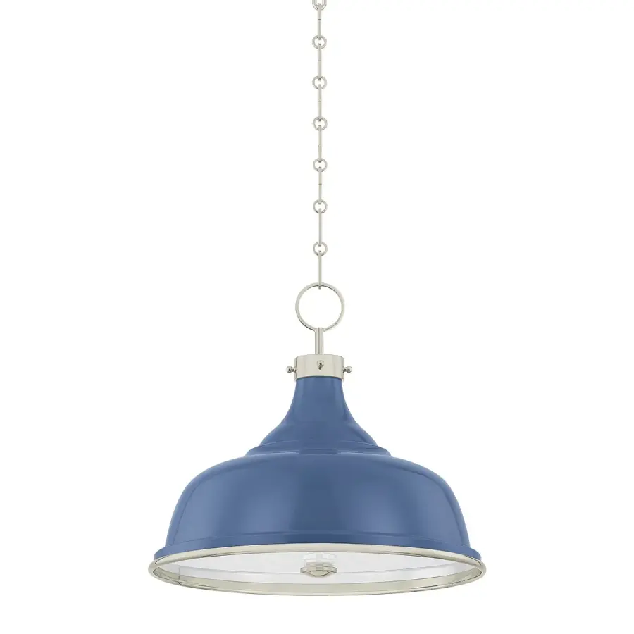 Hudson Valley Lighting Three Light Pendant in Polished Nickel with Soft French Blue - Image 1