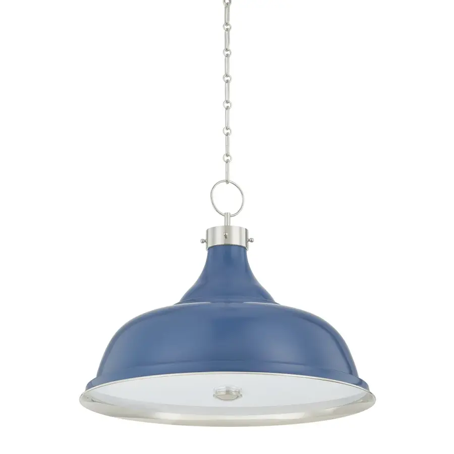 Hudson Valley Lighting Four Light Pendant in Polished Nickel with Soft French Blue - Image 1