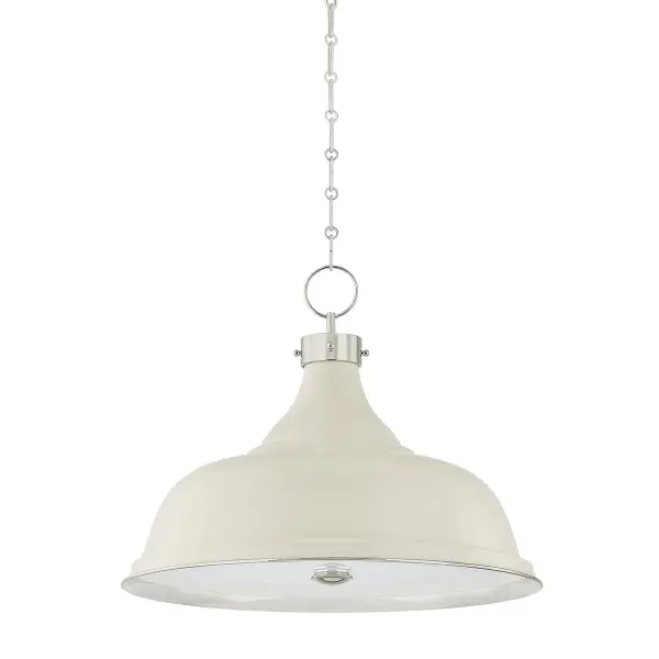 Hudson Valley Lighting Four Light Pendant in Polished Nickel with Off-White Shade - Image 1