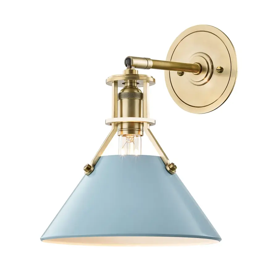 Hudson Valley Lighting Group Wall Sconce in Aged Brass with Blue Bird Shade - Image 1