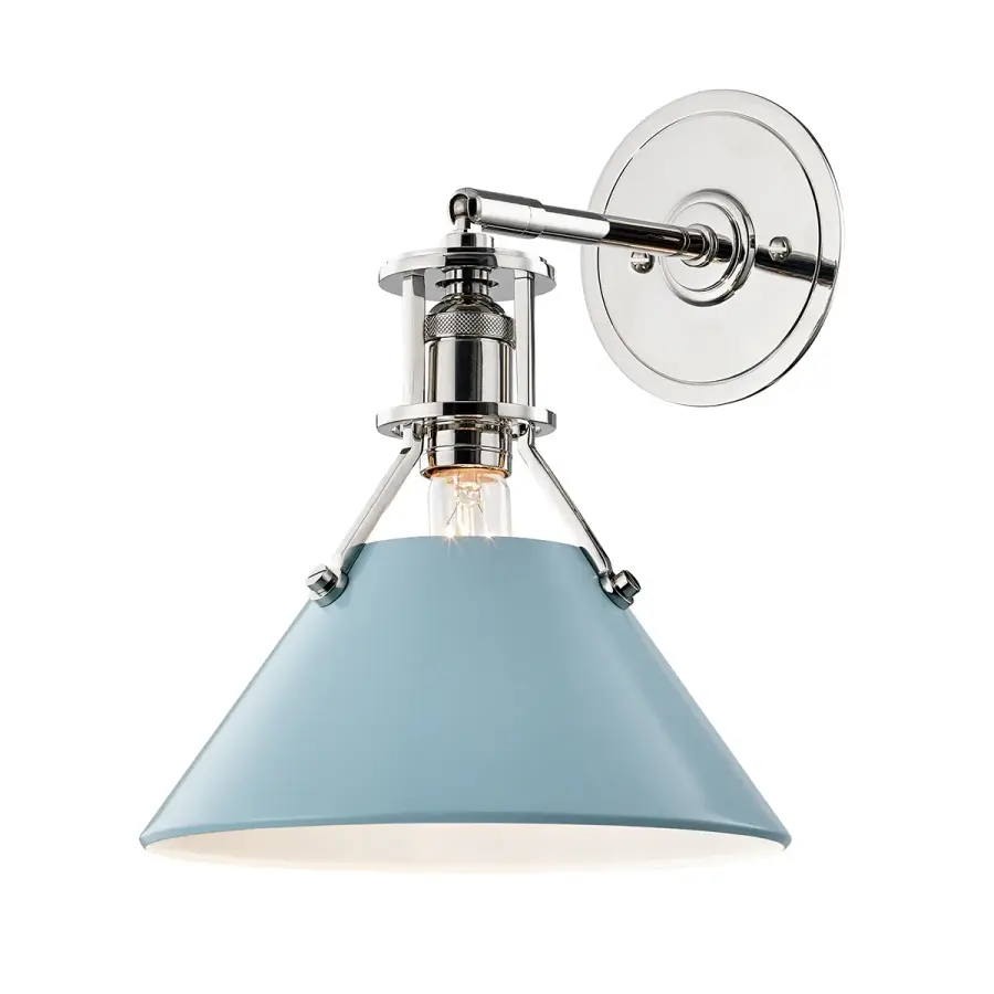 Hudson Valley Lighting Polished Nickel with Blue Bird Wall Sconce - Image 1