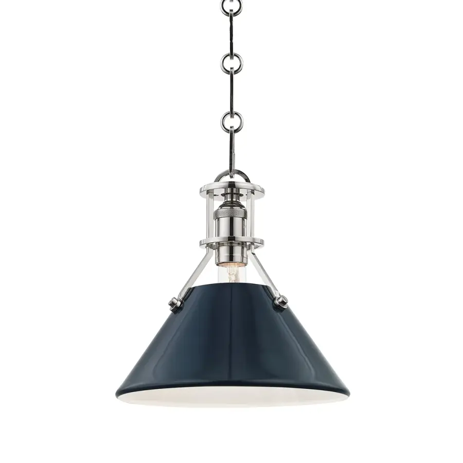 Hudson Valley Lighting One Light Pendant in Polished Nickel with Darkest Blue - Image 1
