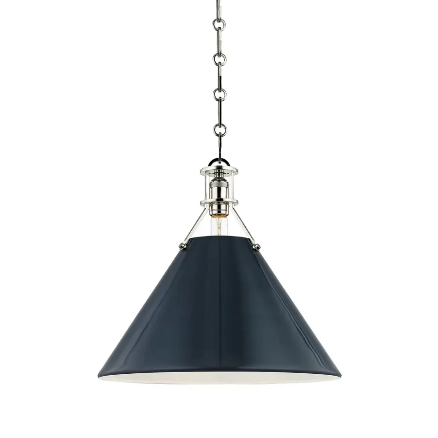 Hudson Valley Lighting One Light Pendant in Polished Nickel with Darkest Blue - Image 1