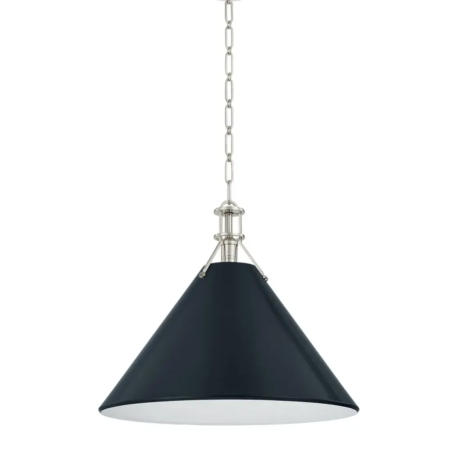 Hudson Valley Lighting One Light Pendant in Polished Nickel with Darkest Blue - Image 1