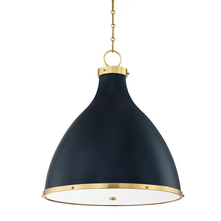 Hudson Valley Lighting Three Light Pendant in Aged Brass with Darkest Blue - Image 1