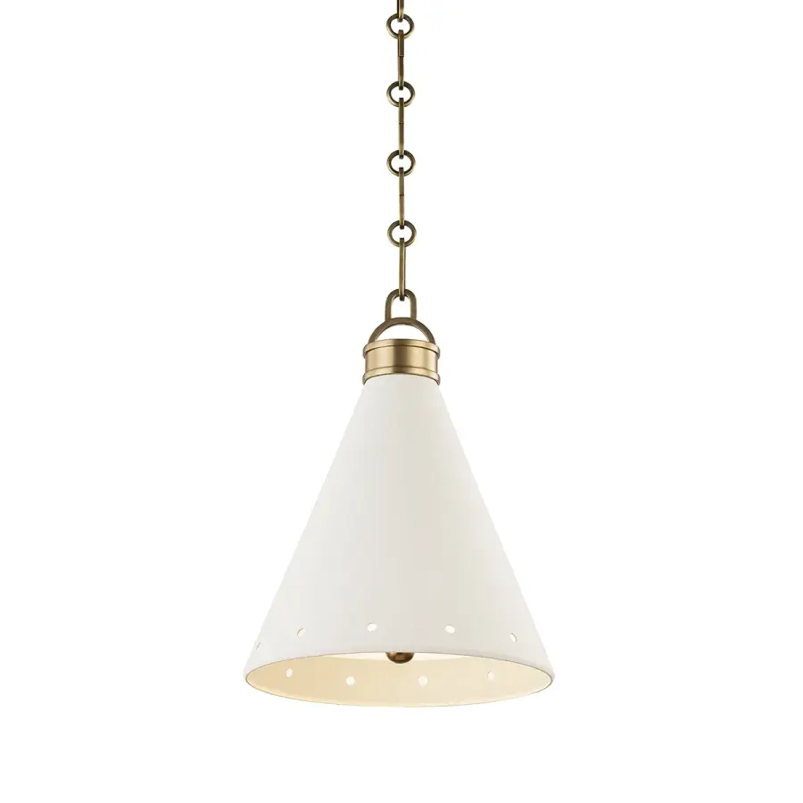 Hudson Valley Lighting One Light Pendant in Aged Brass with White Plaster - Image 1