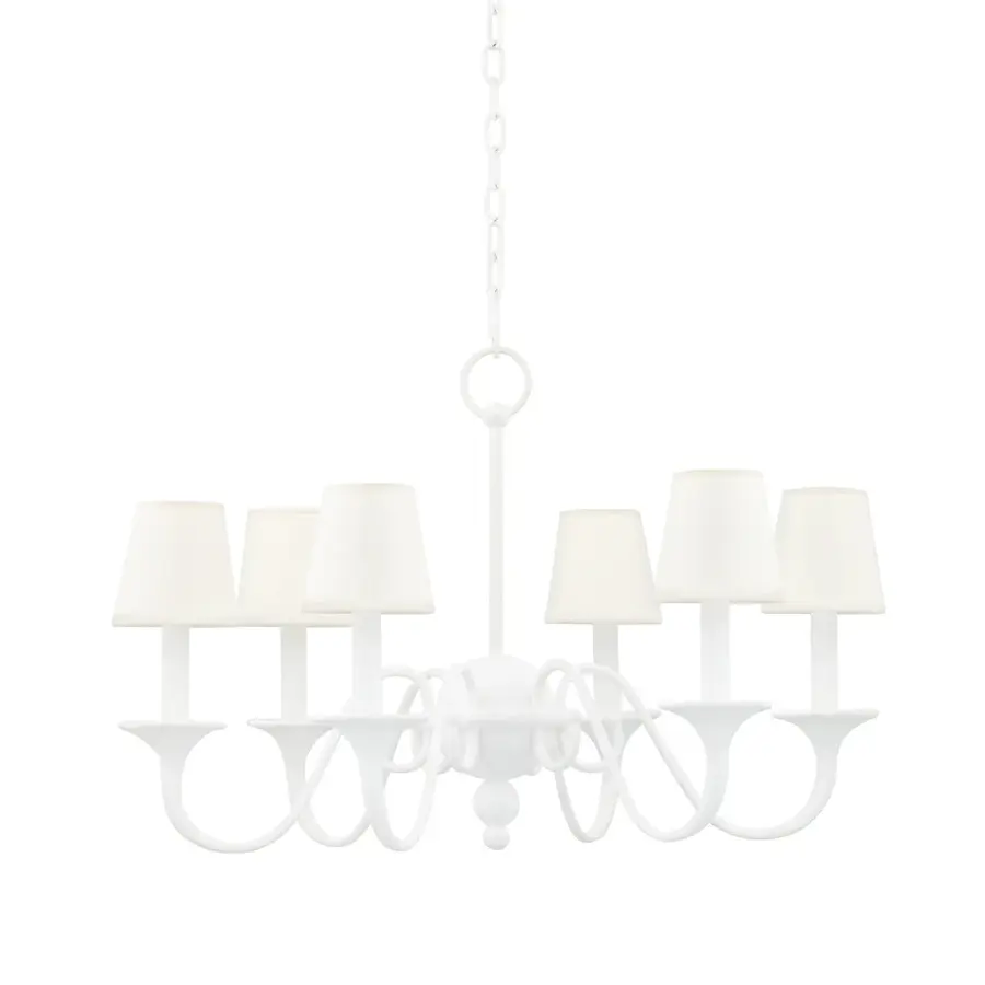 Windsor 6-Light Chandelier in White Plaster