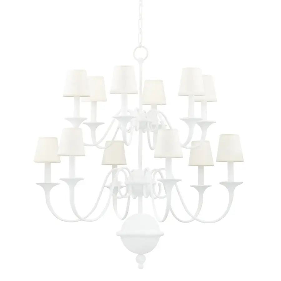 Windsor 12-Light Chandelier in White Plaster