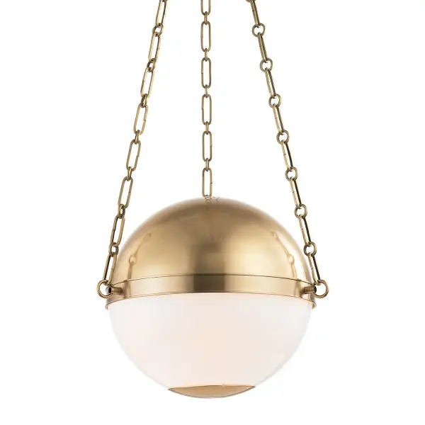 The Sphere No.2 combines classic spherical glass shades with contemporary aged brass hardware for a versatile look that works in both traditional and modern spaces. Its dual-light design provides ample illumination while maintaining an elegant profile.