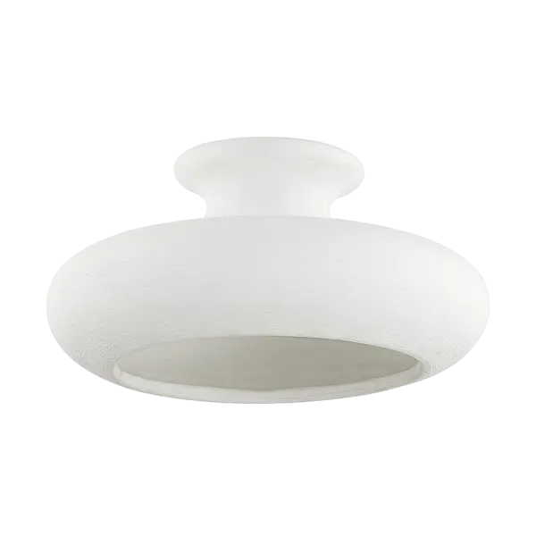 The Annie Semi Flush combines artisanal ceramic craftsmanship with modern sensibility. Its hand-thrown bowl aesthetic and finely textured white ceramic shade create a soothing ambiance, perfect for intimate spaces seeking organic warmth.