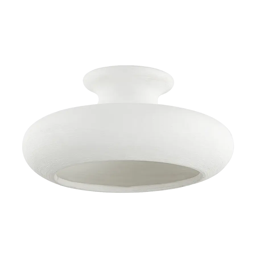 Annie Semi Flush Mount in Aged Brass with White Ceramic - Image 1