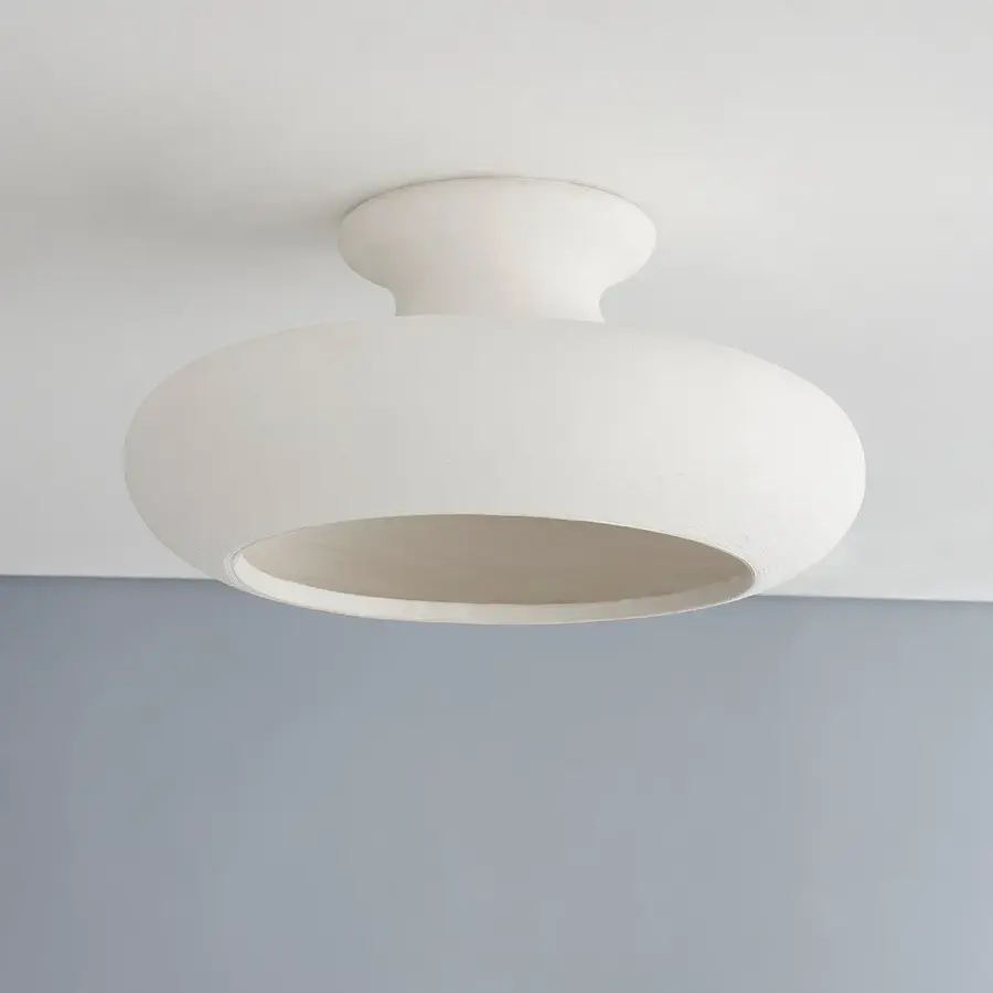 Annie Semi Flush Mount in Aged Brass with White Ceramic - Image 2