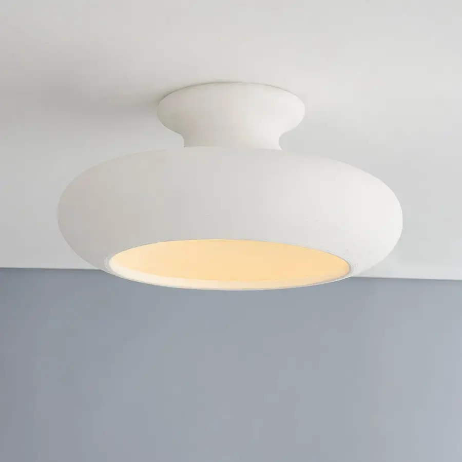 Annie Semi Flush Mount in Aged Brass with White Ceramic - Image 4
